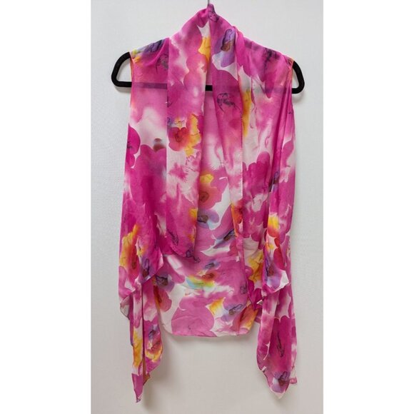 Accents by Lavello Pink Floral Vest Scarf - Picture 1 of 2